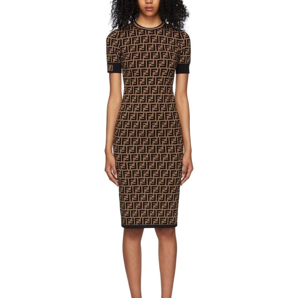 Fendi Black and Brown Dress size 36 Small